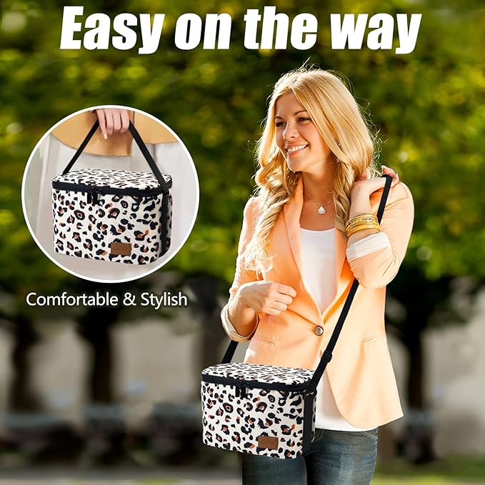 Aosbos Lunch Bag Women, Insulated Lunchbox for Adults, Leakproof Lunch Box with Adjustable Shoulder Strap, Perfect for Work, Office, Outdoors, Picnic, Loncheras Para Mujer, Leopard