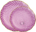 PLASTICPRO 60 Pack Plastic Plates Set of 30-10 inch Plates and 30-7 inch Plate, Elegant Clear Purple Spiral and Gold Rim Disposable Fancy Plate Premium Heavyweight