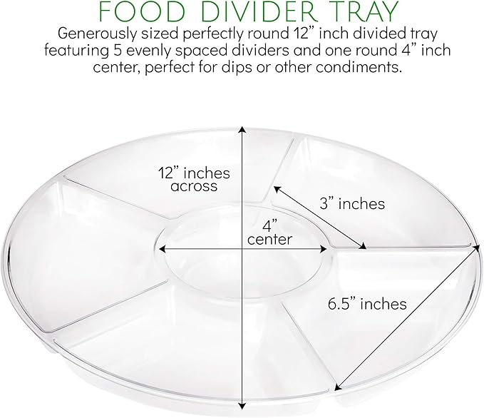 Plasticpro 6 Sectional Round Plastic Serving Tray/Platter (4, Clear)