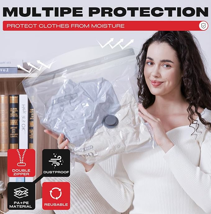 Vacuum Seal Bags for Clothing, 18 Pack Travel Vacuum Storage Bags with USB Pump, Carry On Compression Packing Bag for Luggage, Space Saver Travel Kit for Clothes