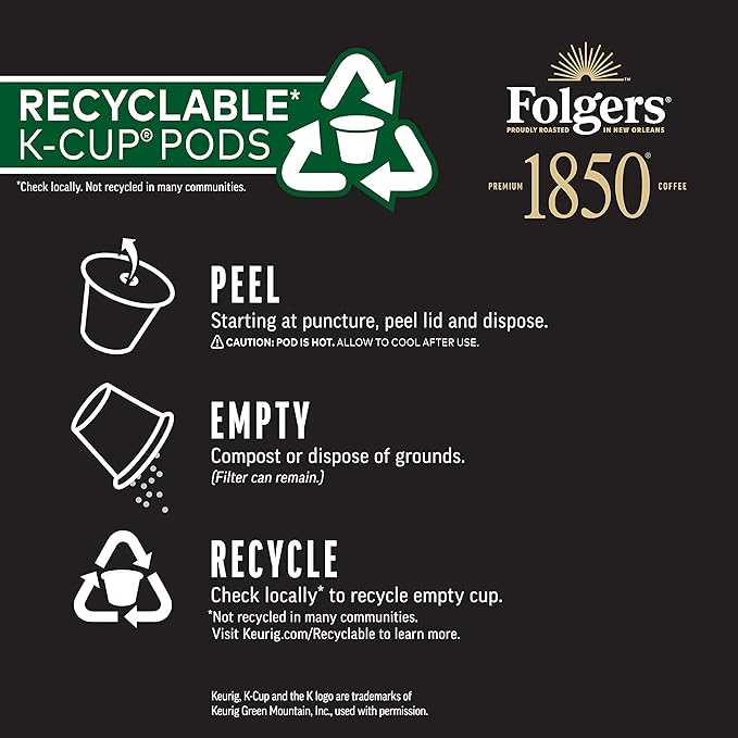 1850 by Folgers Trailblazer Medium Dark Roast Coffee, 10 Keurig K-Cup Pods