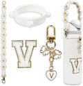 Cute Letter Charm Set Compatible with Owala Water Bottle 24 oz, 32 oz, 40 oz, Owala Kids, Owala Coffee Tumbler, Owala FreeSip – Includes Handle Strap, for Owala Accessories & Stanley Cup Accessories