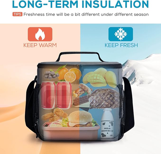 TOURIT Large Lunch Bag 14L Insulated Lunch Box Lunch Cooler for Men Women Work, Black