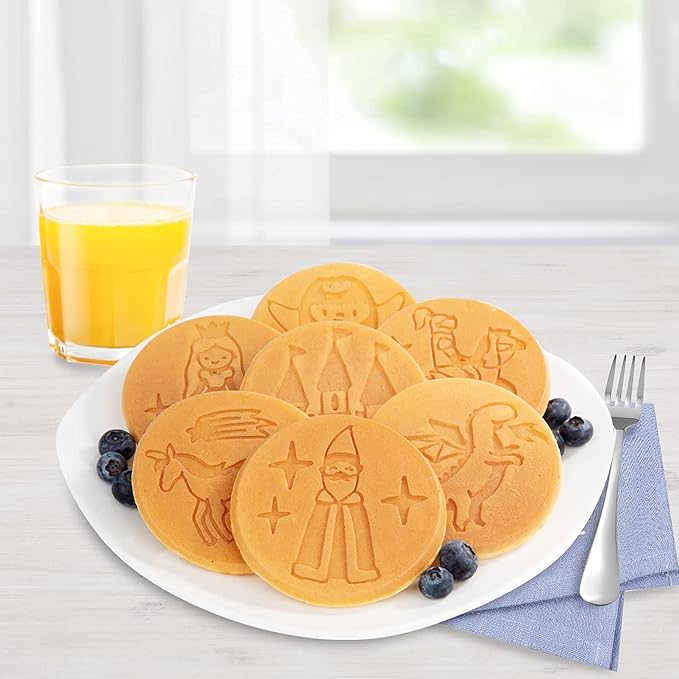 CucinaPro Fantasy Friends Mini Pancake Pan - Nonstick Griddle for Breakfast Magic, Featuring a Princess Castle & More, 7 Unique Flapjacks