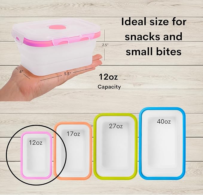 ECOBERI Small Collapsible Silicone Containers, Perfect for Snacks, Travel, Space-Saving Storage, Set of 8