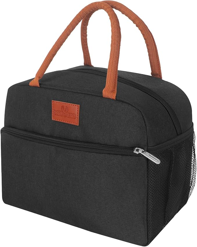 CCidea Lunch Bag for Women/Men, Insulated Lunch Box Bag for Women Adult Men, Small Leakproof Lunch Tote Bag, Reusable Lunch Cooler bag Container for Work/Office/Picnic/Travel -Black