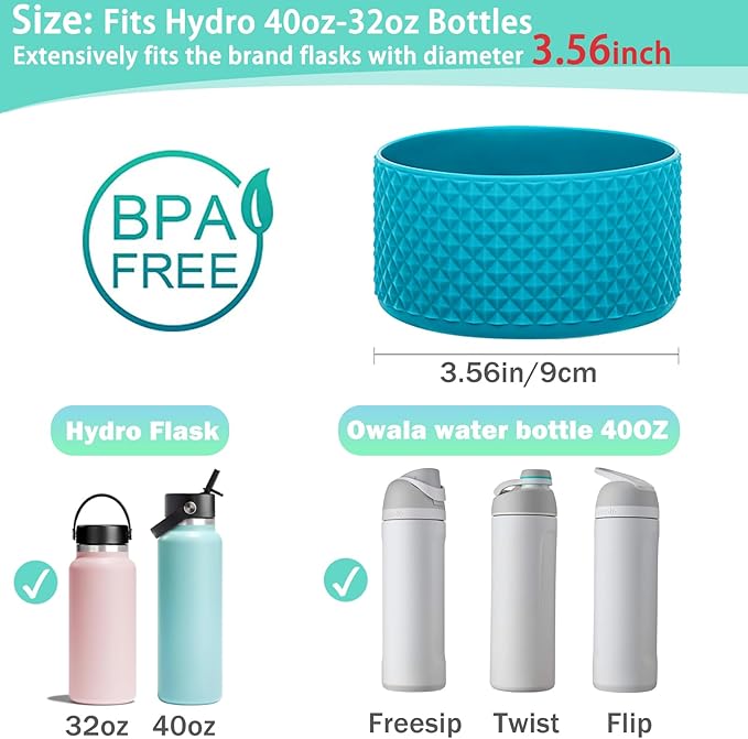 WK IEASON Protective Silicone Base Boot for Hydro Flask Mouth, Anti-Slip Silicone Sleeve Cover Bumper for Hydro Water Bottle Accessories -3.56inch Bottom Diameter