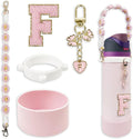 SITKOL Silicone Boot Cute Monogram Set Compatible with Owala Water Bottle 24 oz, 32 oz, 40 oz - Perfect Letter Owala Accessories for Owala Tumbler, Owala Free Sip, Pink Owala, Black Owala