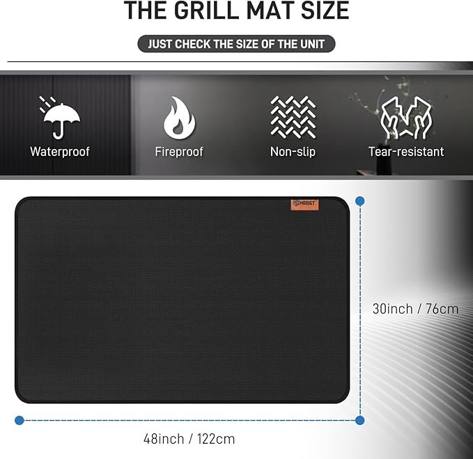 MODIGT 48 ×30 inch Under Grill mat, Double-Side Fireproof & Heat-Resistant Outdoor Grill Mat, Protective Mat for Patio, Courtyard, Tabletop, Outerdoor BBQ Fire Pit Fireplace Mat