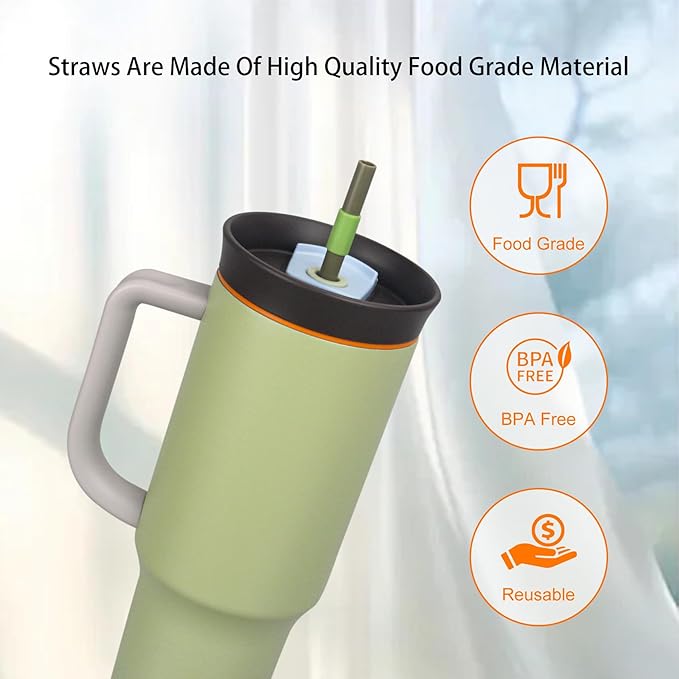 Replacement Straws for Owala 40oz Tumbler, with 1 Brush,6 Pack (light red)