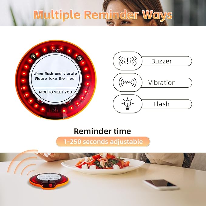 Restaurant Pager System, Long Range Social Distancing Pagers for Restaurants,10 Coaster Beepers with Vibration Flashing Buzzer, Queue Wireless Calling System for Food Truck Church Nursery Coffee Shop