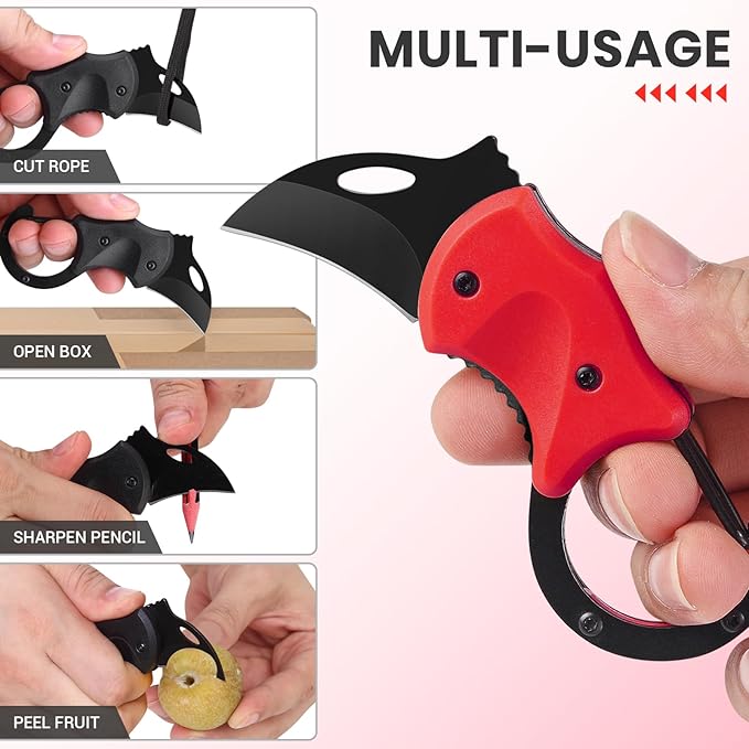 2 Pack Small Pocket Knife Gifts for Men & Women, Folding Box Cutter, Birthday & Christmas Stocking Stuffers Gifts Idea for Wife Husband Dad Mom (Black & Red)