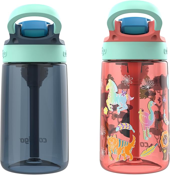 Contigo Kids Water Bottle with Redesigned AUTOSPOUT Straw, 14 oz, 2-Pack