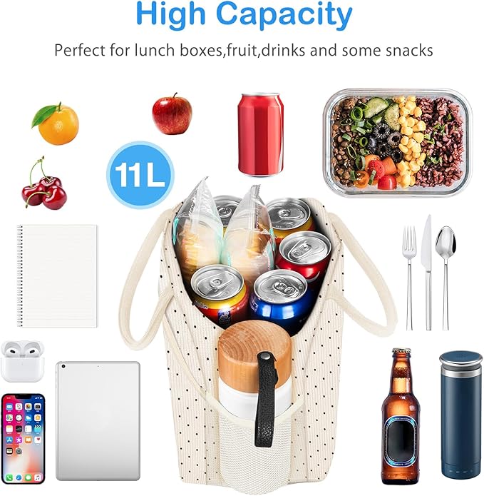 DALINDA Corduroy Lunch Bag Lunch Box for Women Men,Cute Insulated Lunch Bags,Water-Resistant Cute Cooler Lunch Tote Bag, Reusable LunchBox Large Capacity for Work Travel Picnic