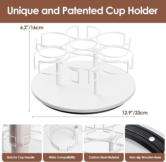 Water Bottle Organizer for Stanley 20/30/40oz, Rotating Stanley Cup Organizer Holder, Bottle Organizer for Stanley Simple Modern Owala Yeti, Tumbler Lazy Susan, White
