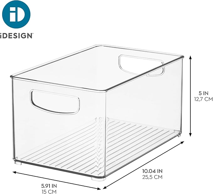 iDesign Stackable Clear Plastic Bin - Kitchen Organizers and Storage for Fridge and Pantry
