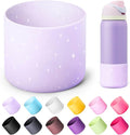 Silicone Water Bottle Boot for Owala 40 oz, Anti-Slip Protective Sleeve for Owala Twist & FreeSip & Flip Stainless Steel Water Bottle, Boot Bottom Base for Owala (Glitter Purple)