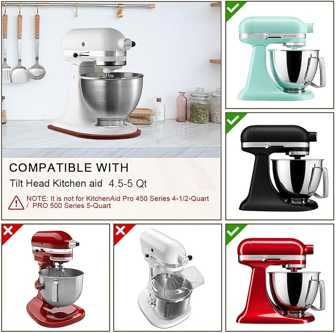 Mixer Slider Compatible with Kitchen aid Bowl Lift 4 .5-5 Qt Stand Mixer Pine Wood - Kitchen Countertop Storage Mover Sliding Caddy for Kitchen Aid 4 .5-5 Qt Mixer (4 .5-5 Qt -Bright Brown)