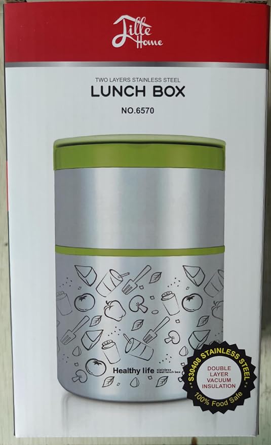 Lille Home Vacuum Insulated Stackable Stainless Steel Thermal Lunch/Snack box, 2-Tier Bento/Food Container with Lunch bag, Smart Diet, Weight Control, 32 Ounces, Pink