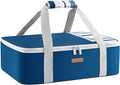 LUNCIA Insulated Casserole Carrier for Hot or Cold Food, Lasagna Lugger Tote for Potluck Parties/Picnic/Cookouts, Fits 9"×13" Baking Dish, Dark Blue
