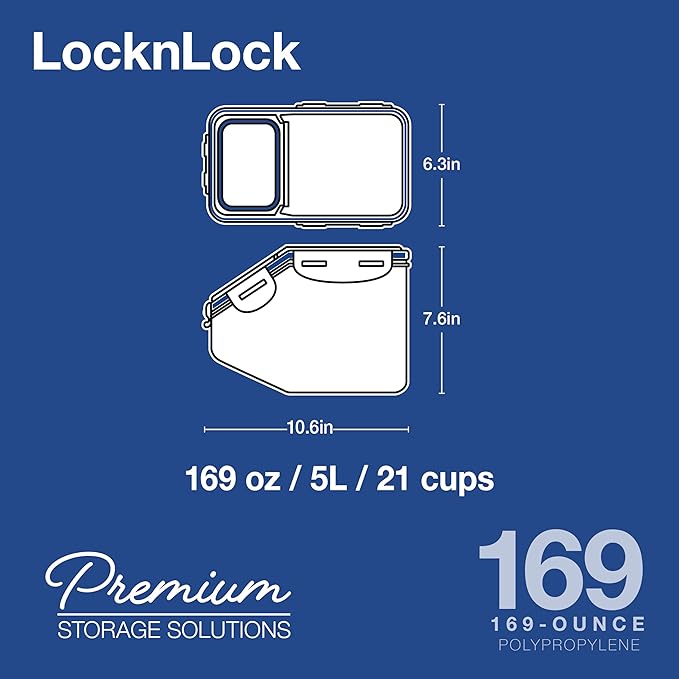 LOCK & LOCK Easy Essentials Food Lids (Flip-Top) / Pantry Storage, BPA Free, Top-21 Cup-for Beans, Clear