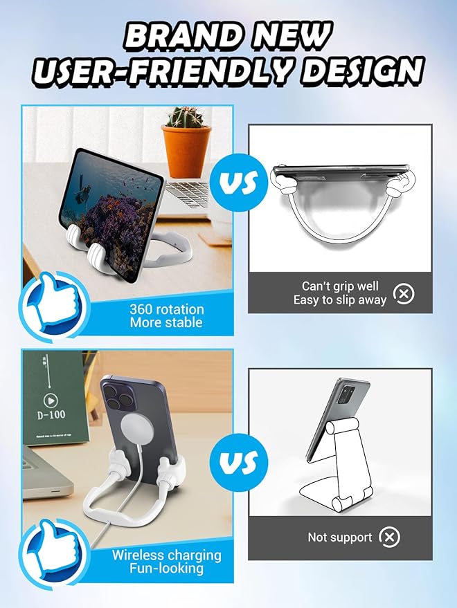 Stocking Stuffers for Men Women Teens Kids: Thumbs Up Lazy Phone Stand Holder for Desk Funny Gadgets for Teenage Boys Girls Dad Father Mother Mom Son Daughter Husband Wife Adults Gifts for Christmas