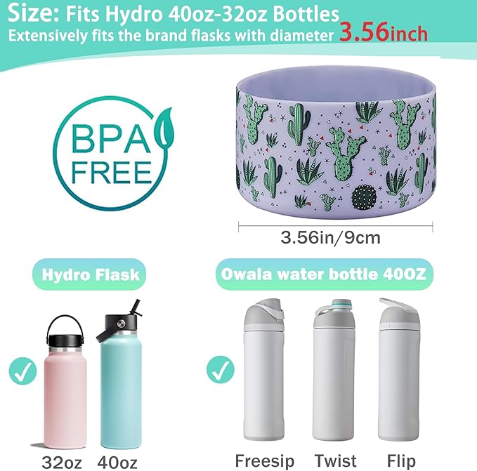 WK IEASON Protective Silicone Base Cover Boot for Hydro Flask Wide Mouth, Anti-Slip Silicone Sleeve Bottom Bumper As Hydro Flask Water Bottle Accessories-3.56inch Bottom Diameter