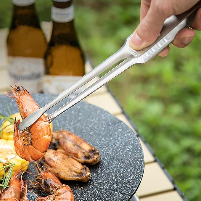 JETKONG Stainless Steel Kitchen Tongs, Serving Tongs for Cooking, 10.6" Metal Food Tongs with Non-Slip Comfort Grip, Non-Stick Cooking Tongs Heat Resistant BBQ Tong Grill Tong for Barbecue Grilling