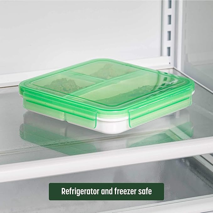 Goodful Reusable Lunch Container with 3 Compartments, BPA-Free, Leak-Proof Lid, Easy to Open and Close, Microwave Safe, Dishwasher Safe