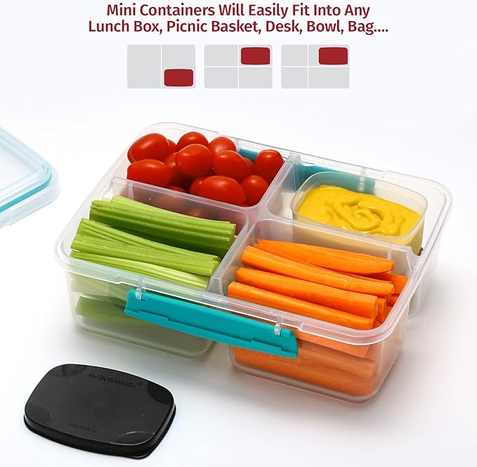 Reusable Airtight Food Containers 3 oz 8 pack. for Snacks, Baby/Toddler Food/Puree, Condiments, Picnics Food Prep, Lunch, Plastic Food Storage Containers–Dishwasher, Microwave, Freezer Safe BPA free