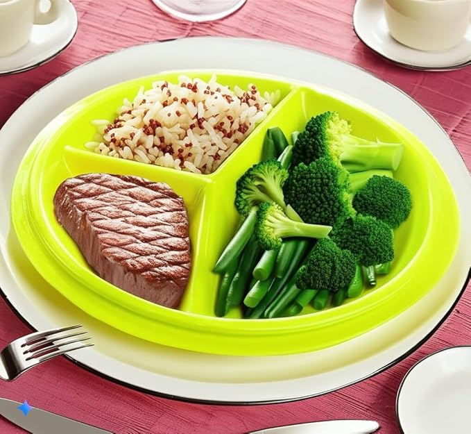 BNYD Portion Control Lunch Container with Lid – Travel Food Storage for Meal Prep, Bento Box Style, Divided Microwave Safe Dish (Set of 3)