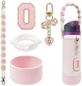 SITKOL Silicone Boot Cute Monogram Set Compatible with Owala Water Bottle 24 oz, 32 oz, 40 oz - Perfect Letter Owala Accessories for Owala Tumbler, Owala Free Sip, Pink Owala, Black Owala