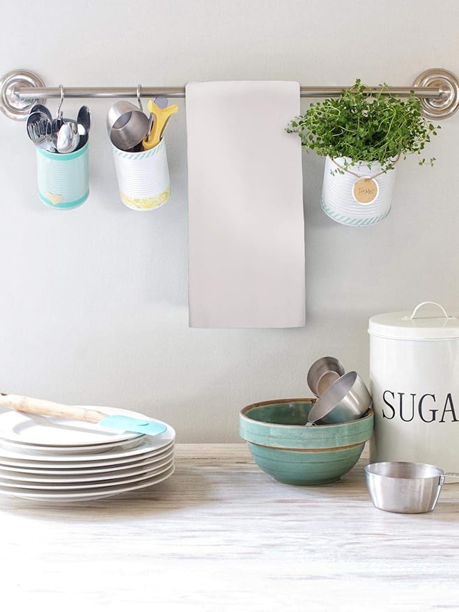 Urban Villa Kitchen Towels Set of 6 fall dish towels for kitchen 100% Cotton White Color Dish Cloths 20''X30'' Large Multi-Purpose Kitchen Hand Towels Highly Absorbent Kitchen Towels with hanging Loop