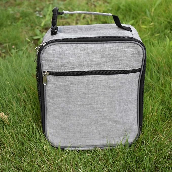 Insulated Lunch Bag, Leakproof Portable Lunch Box for Women Men Boys Girls, Large Capacity Cooler Bag with Handle and Bottle Pocket for Office School Camping Hiking Outdoor Beach Picnic (Grey)