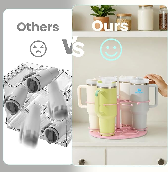 Upgraded Water Bottle Organizer for Stanley 40 oz/30 oz/20 oz,Rotating Stanley Cup Organizer Holder,Tumbler Holder Organizer, Easy to Install Kitchen Organizers and Storage for Stanley Cup Accessories