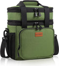 Expandable Large Insulated Lunch Box, Heavy Duty Lunch Cooler Bag Durable Leakproof Lunch Pail for Men Women Adults Work Shift Outdoor Picnic Camping Road Trip, 16L, Army Green, GLENKEY