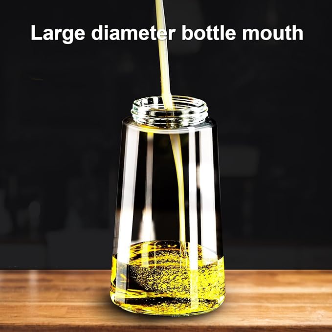 2 in 1 Glass Oil Sprayer & Dispenser,16oz/470ml Olive Cooking, Air Fryer, and Salad, for Kitchen Gadgets and Air Fryer Accessories, w/Stickers (Black + White Bottle 2)