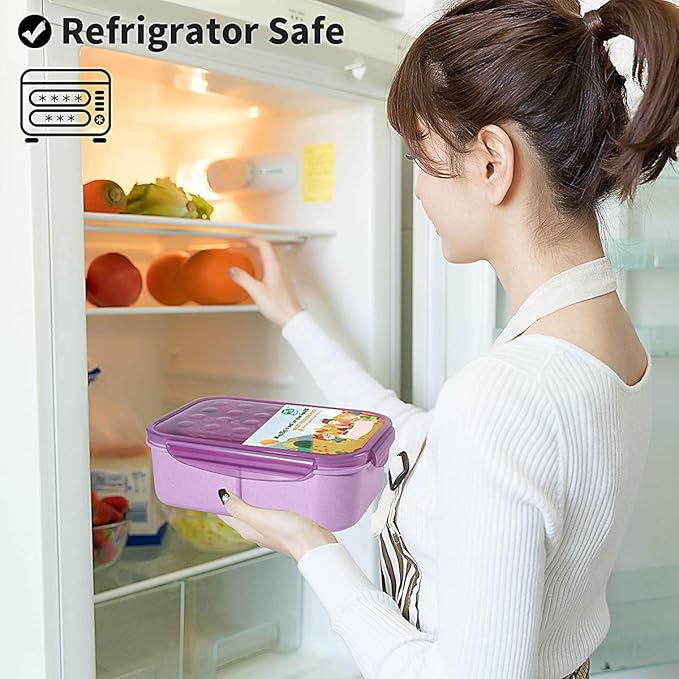 MISS BIG® Bento Box,Bento Box Adult,Lunch Box,Leak Proof Lunch Containers,No BPAs and No Chemical Dyes Bento Lunch Box,Dishwasher and Microwave Safe Lunch Containers for Adults(1900ml Purple)