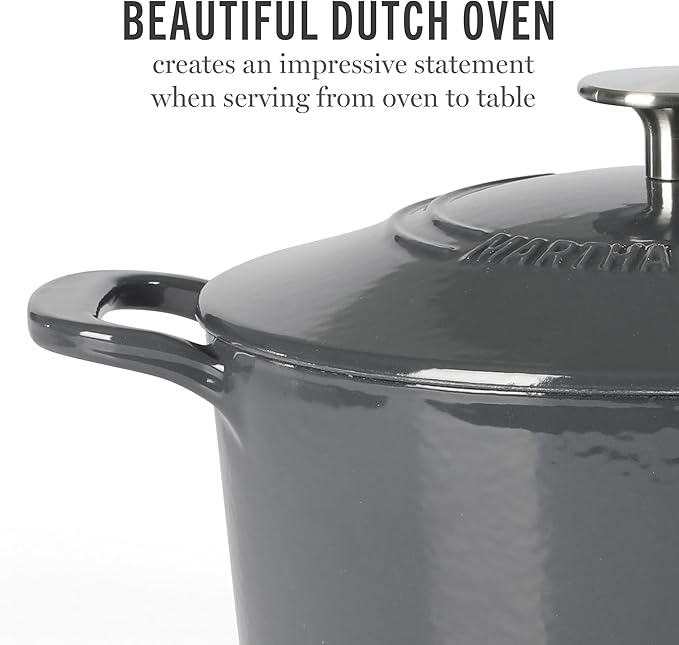 Martha Stewart Gatwick 4 Quart Enamel Cast Iron Dutch Oven - Grey