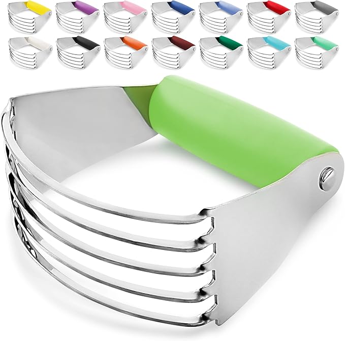Professional Dough Blender, Pastry Cutter Stainless Steel, Heavy Duty Pastry Blender and Dough Cutter with Blades by Zulay Kitchen - Light Green