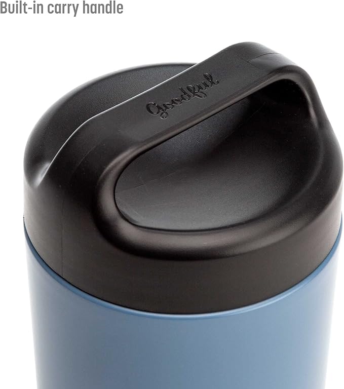 Goodful Stainless Steel Food Jar, Double Wall Vacuum Sealed Insulated Food Storage Container with Carry Handle Lid, 16-Ounce, Deep Blue