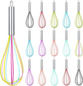 Domensi 16 Pcs 12 Inch Whisks Bulk for Cooking Silicone Whisks Non Scratch Stainless Steel Hand Coated Metal Heat Resistant Egg Beaters for Classroom Cook Party Favor Gift Supplies