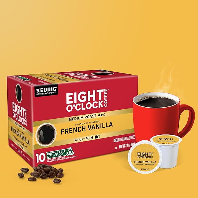 Eight O'Clock Coffee French Vanilla, Single-Serve Coffee K-Cup Pods, Medium Roast, 60 Count