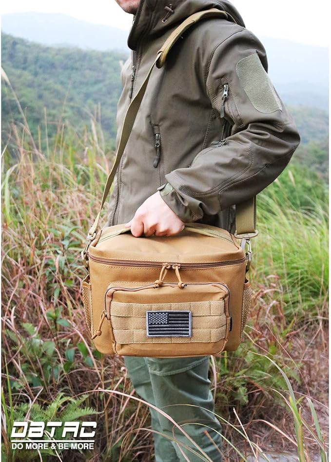 DBTAC Tactical Lunch Bag for Men Women, 12 Cans Insulated Lunch Box for Adult | 9L Leakproof Lunch Cooler Tote for Work Office Outdoor Travel | Soft Easy To Clean Liner x2 (Tan)