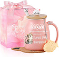 Christmas Gifts for Mom Stocking Stuffers for Mum Cute Ceramic Coffee Mug with Lid Fish Infuser Tea Cup Pink Stuff Best Mom Mama Gifts Mother Day Present Thank you Birthday Gifts from Daughter Son