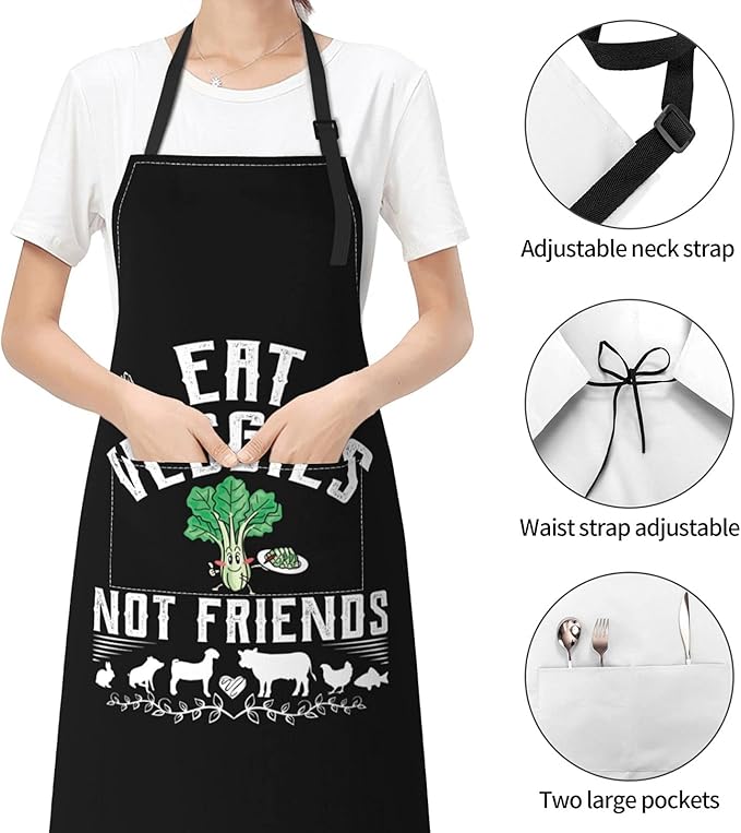 Men Women Apron, Adjustable Neck with 2 Pockets - Chef Apron for Cooking - Mom Dad Gift for Christmas, Birthday