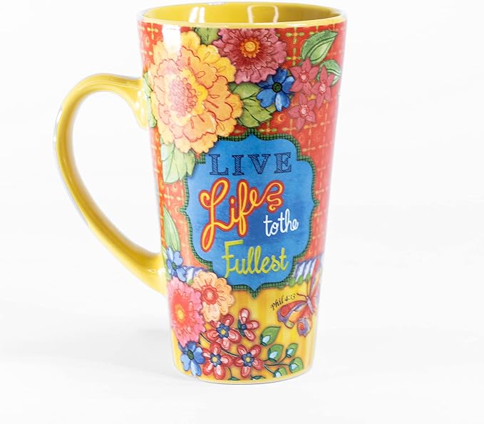 Divinity Boutique Inspirational Stoneware Mug, Live Life, Multicolor