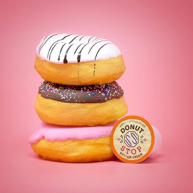 Donut Stop Flavored Pods Compatible with 2.0 K Cup Brewers Flavor, Boston Cream Flavor, 40 Count