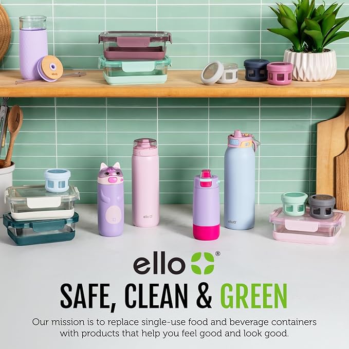 Ello Duraglass 3.4 Cup Meal Prep Sets 10Pc, 5 Pack Set- Glass Food Storage Container with Silicone Boot and Airtight BPA-Free Plastic Lids, Dishwasher, Microwave, and Freezer Safe, Halogen Blue