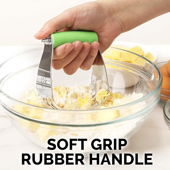 Professional Dough Blender, Pastry Cutter Stainless Steel, Heavy Duty Pastry Blender and Dough Cutter with Blades by Zulay Kitchen - Light Green